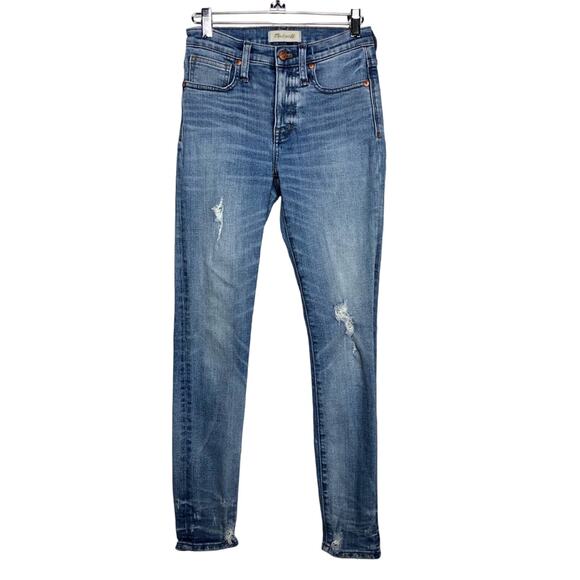 Madewell 9" High-Rise Skinny Jeans Ripped Distressed Medium Wash Size 24 - Picture 1 of 7